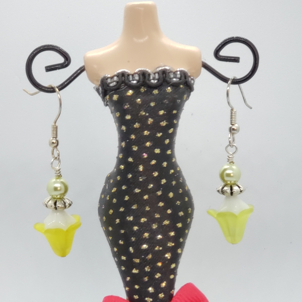 Yellow Acrylic Tulip Earrings